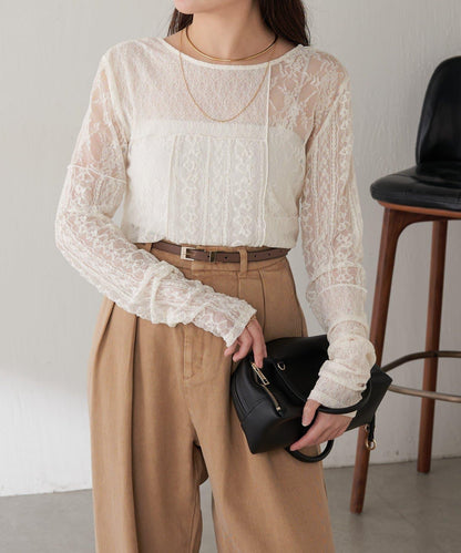 【疊穿推薦】Qanos蕾絲拼接長袖T恤