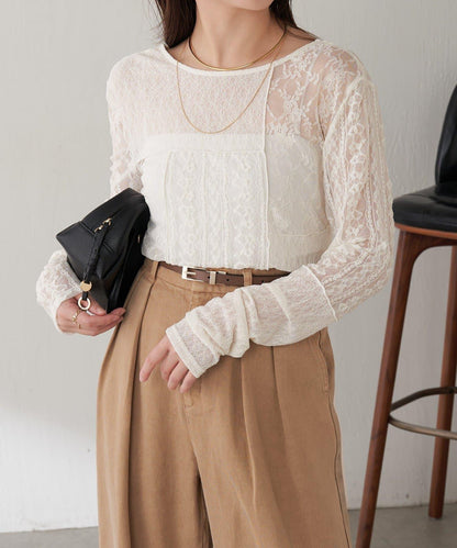 【疊穿推薦】Qanos蕾絲拼接長袖T恤