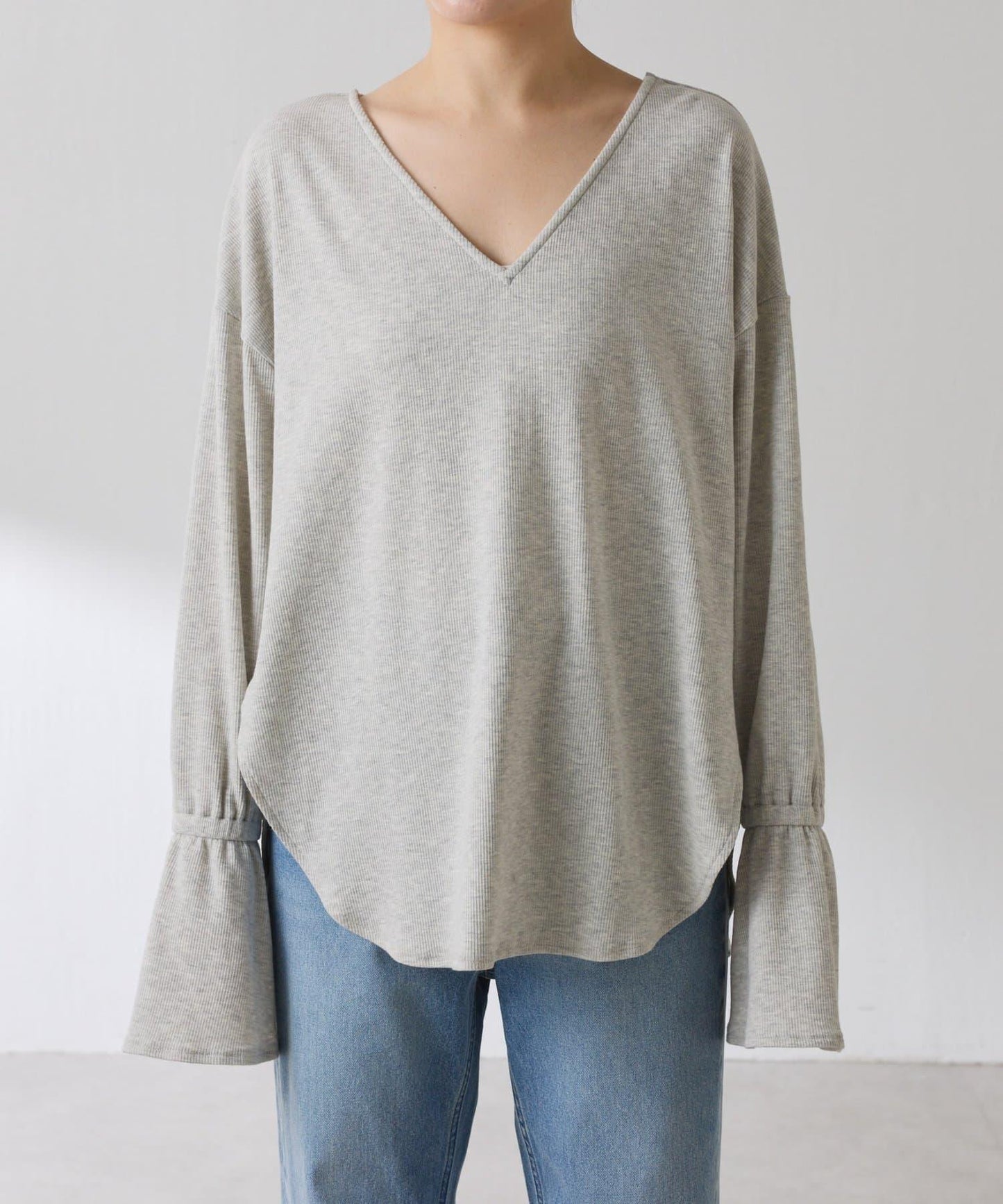 【領子可拆卸】Qanos 帶領荷葉邊長袖T恤