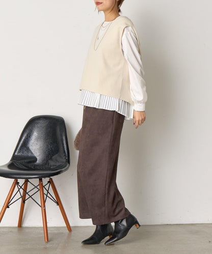 百褶襯衫馬甲套裝