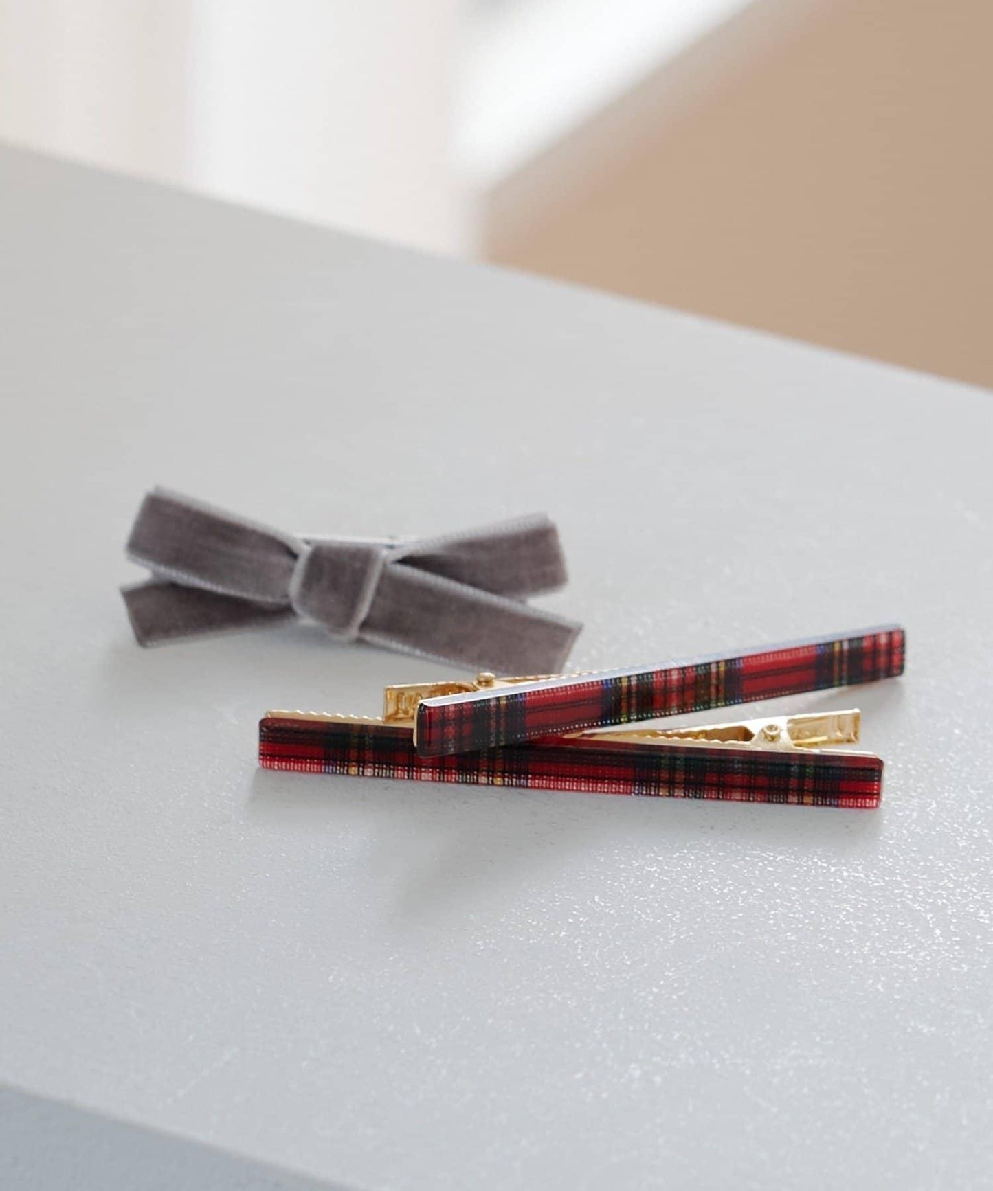 【fiw.】格子髮夾&天鵝絨髮夾套裝