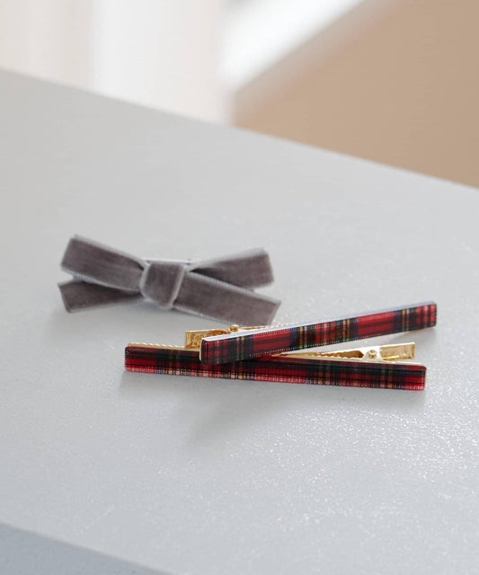 【fiw.】格子髮夾&天鵝絨髮夾套裝