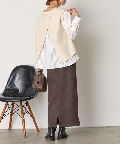 百褶襯衫馬甲套裝