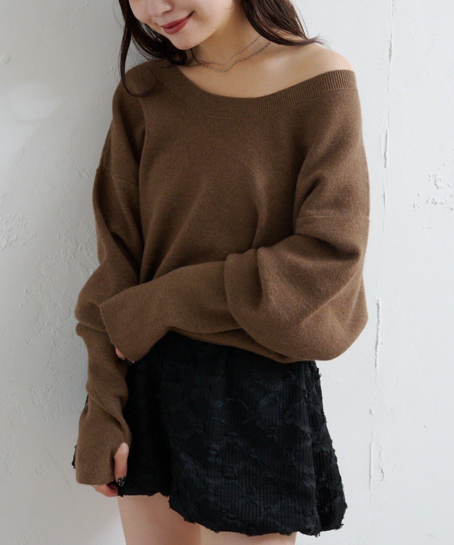 【4色可選/兩用】混色長款羅紋針織衫