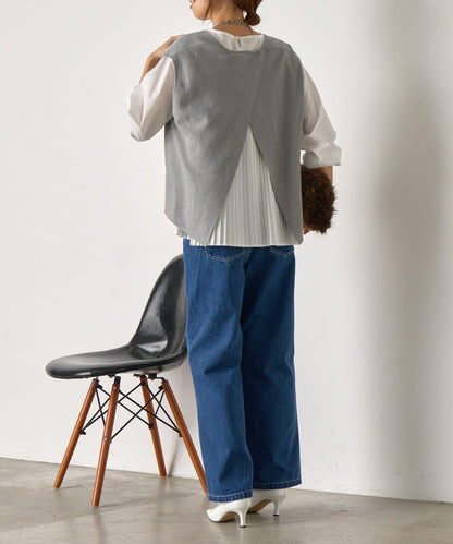 百褶襯衫馬甲套裝