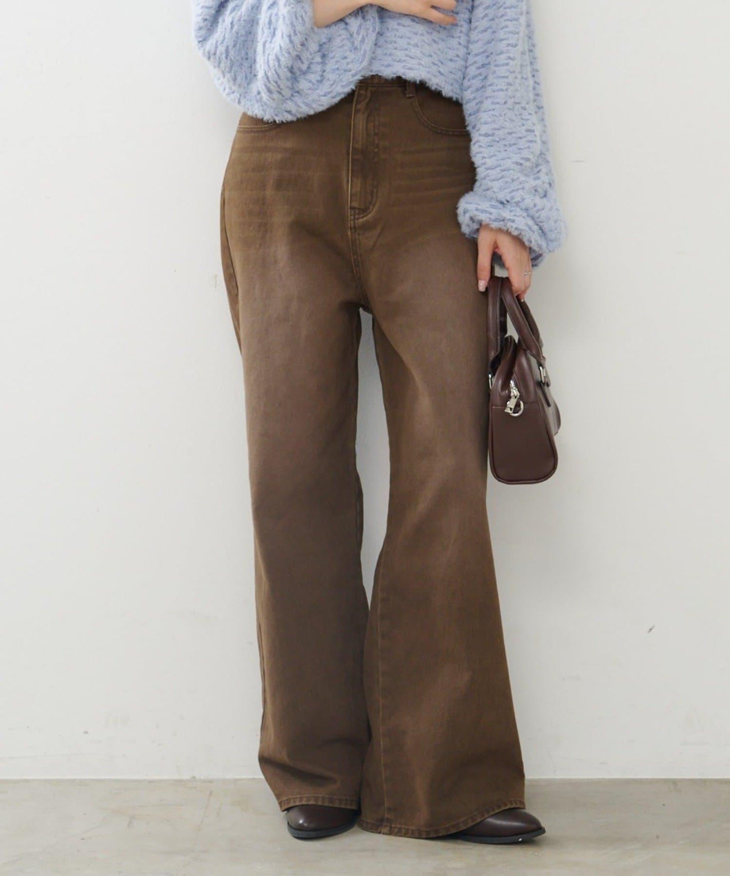 【2尺碼可選/適合身材嬌小】直筒後腰帶長褲