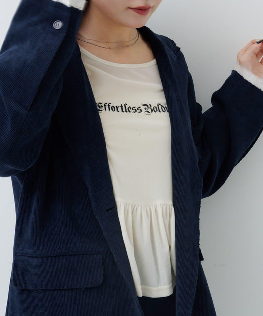 徽標荷葉邊天鵝絨上衣