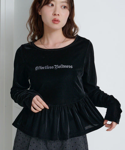 徽標荷葉邊天鵝絨上衣