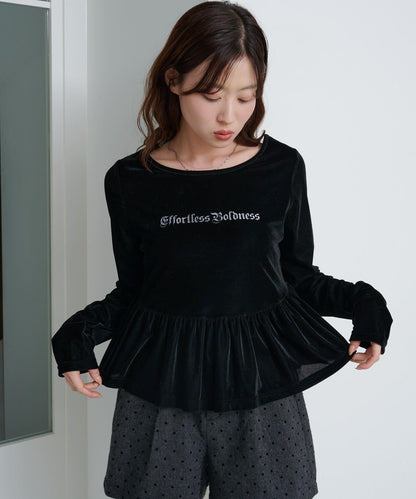 徽標荷葉邊天鵝絨上衣