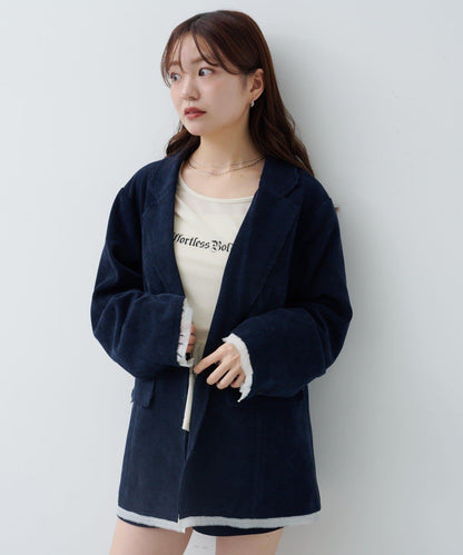 徽標荷葉邊天鵝絨上衣