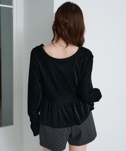 徽標荷葉邊天鵝絨上衣