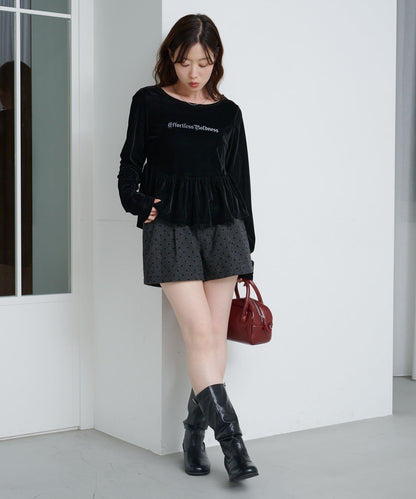 徽標荷葉邊天鵝絨上衣