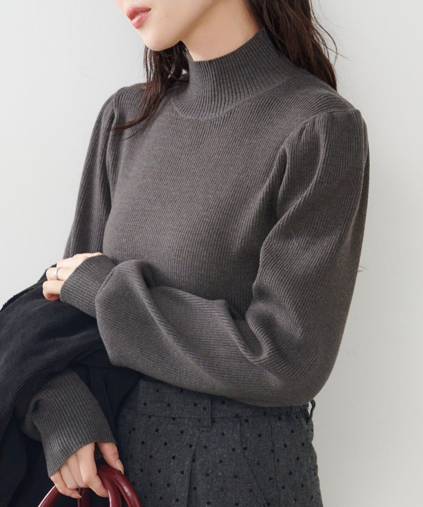 【純色&條紋】高領羅紋針織衫