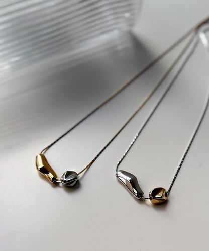 不規則立體大小拼接吊墜項鍊