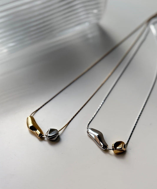 不規則立體大小拼接吊墜項鍊