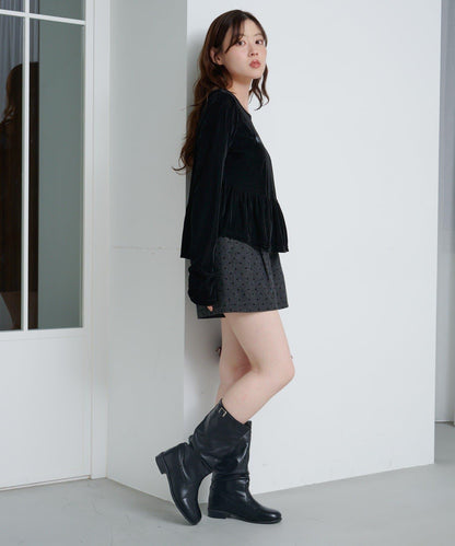 徽標荷葉邊天鵝絨上衣