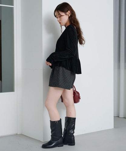 徽標荷葉邊天鵝絨上衣