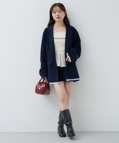 徽標荷葉邊天鵝絨上衣