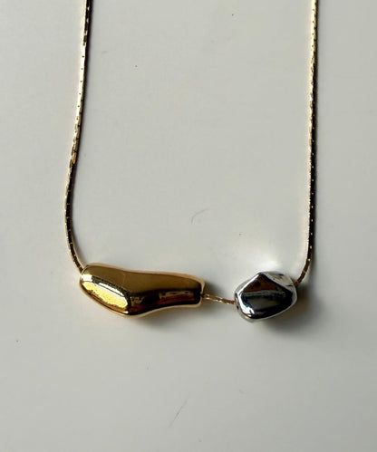 不規則立體大小拼接吊墜項鍊