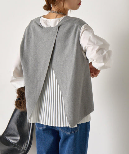 百褶襯衫馬甲套裝