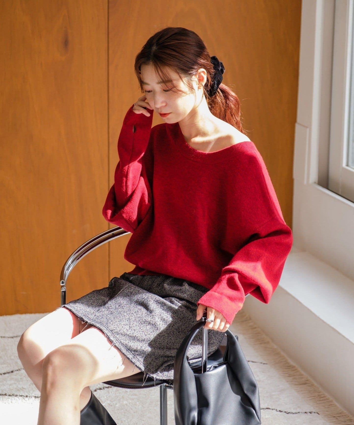 【4色可選/兩用】混色長款羅紋針織衫