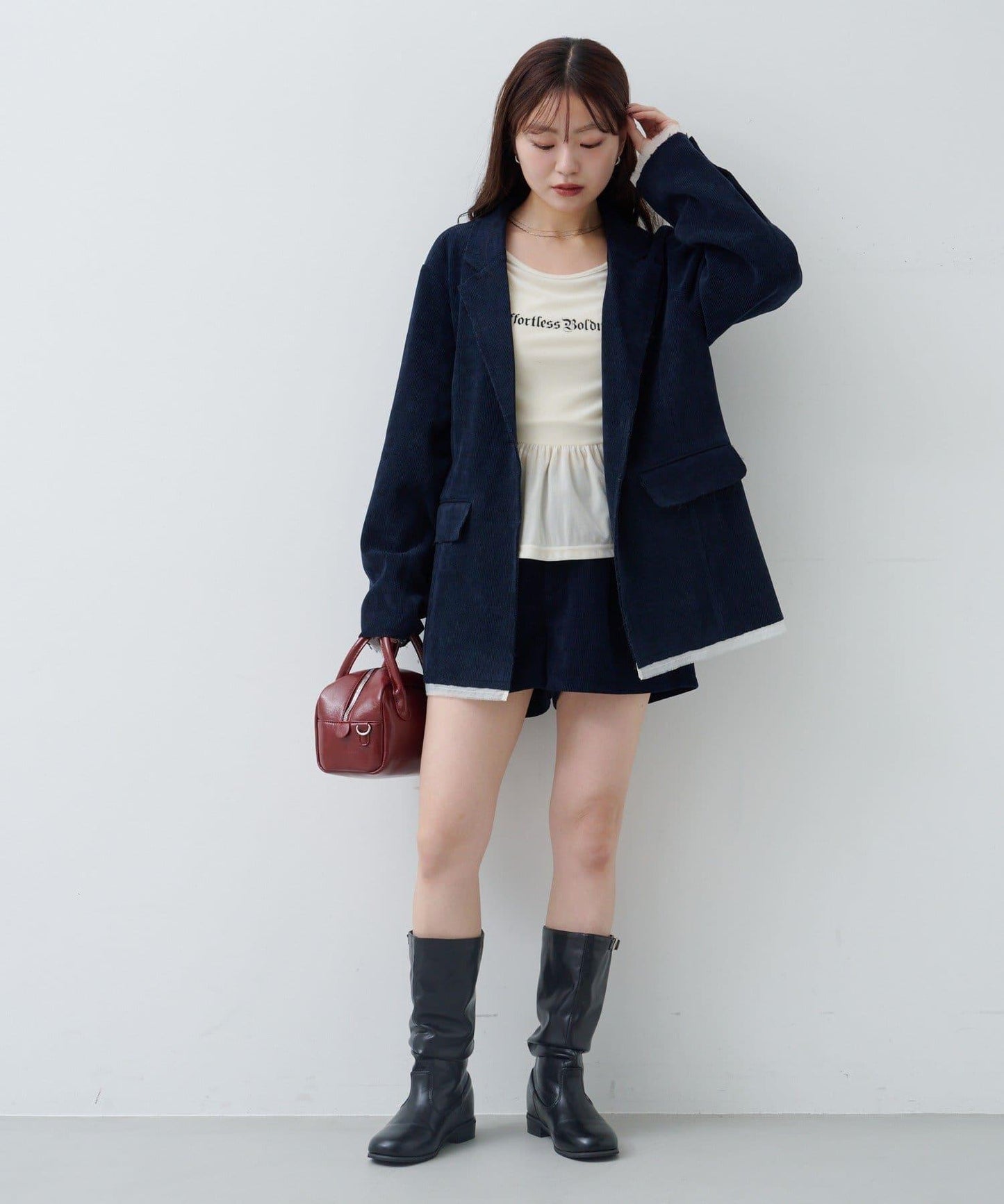 徽標荷葉邊天鵝絨上衣