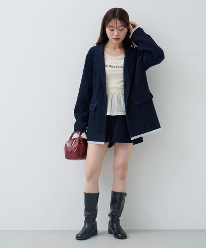 徽標荷葉邊天鵝絨上衣