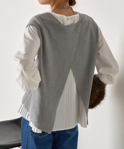 百褶襯衫馬甲套裝