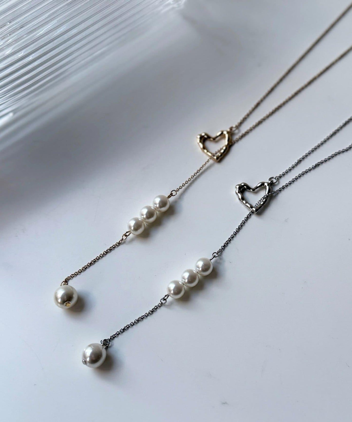 愛心與珍珠長款項鍊