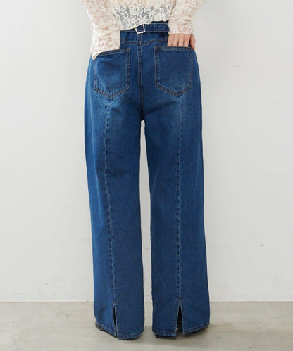 【2尺碼可選/適合身材嬌小】直筒後腰帶長褲