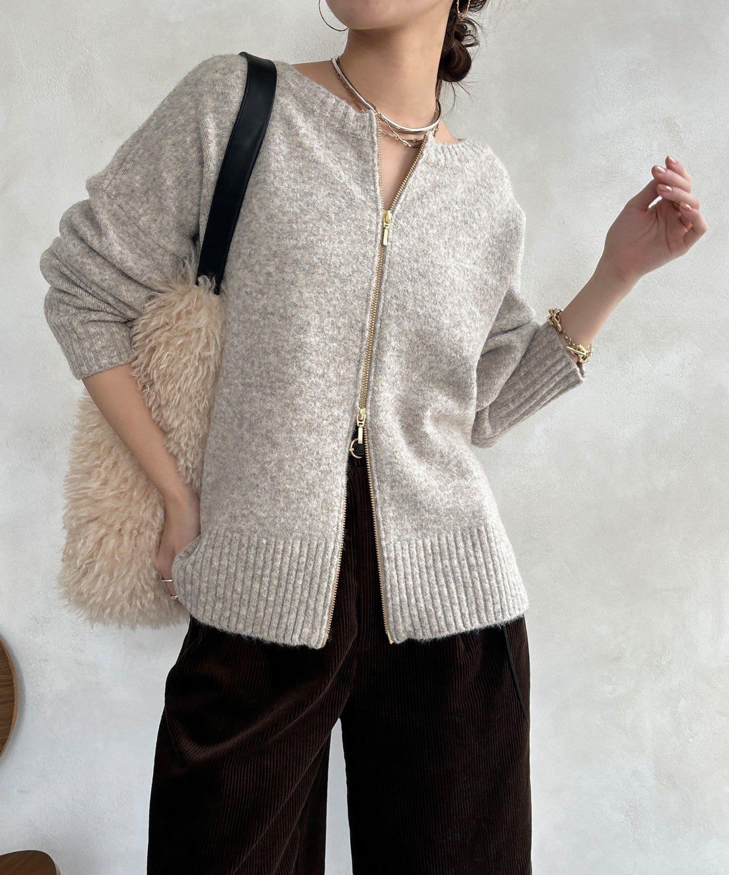 標誌拉鍊兩穿套頭衫