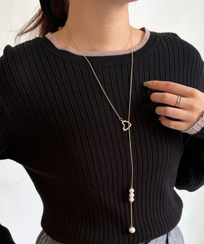 愛心與珍珠長款項鍊