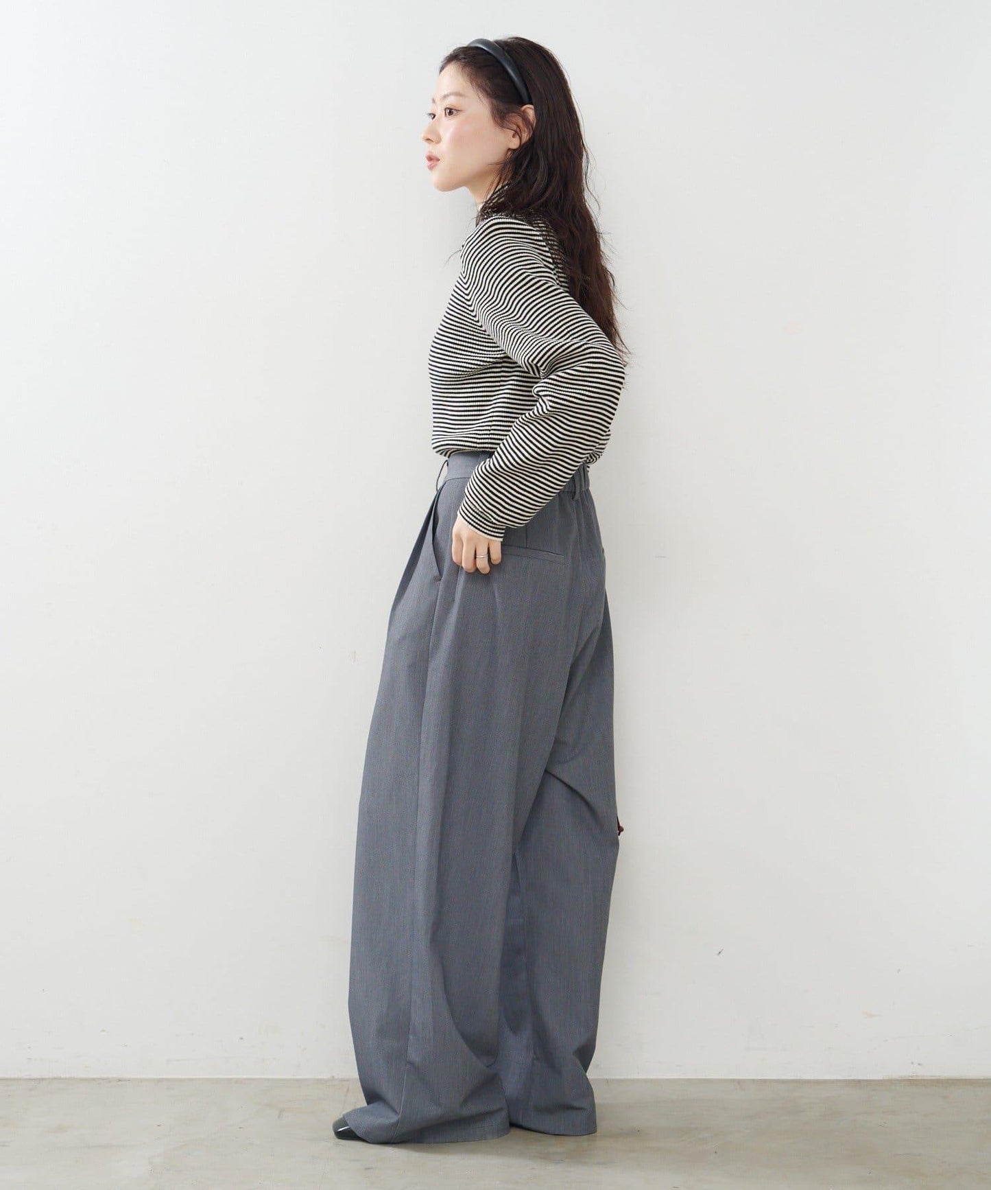 【純色&條紋】高領羅紋針織衫