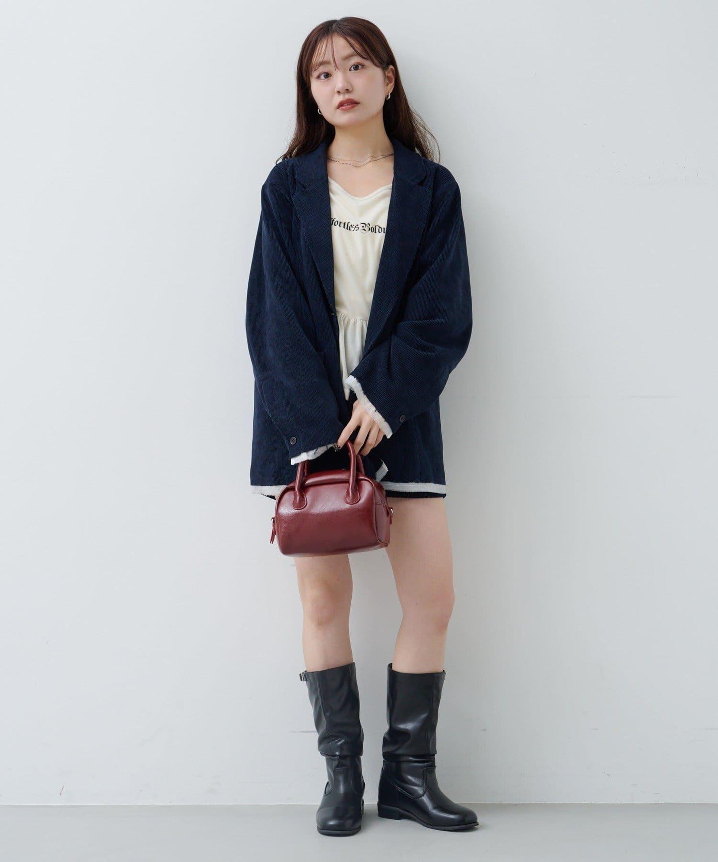 徽標荷葉邊天鵝絨上衣