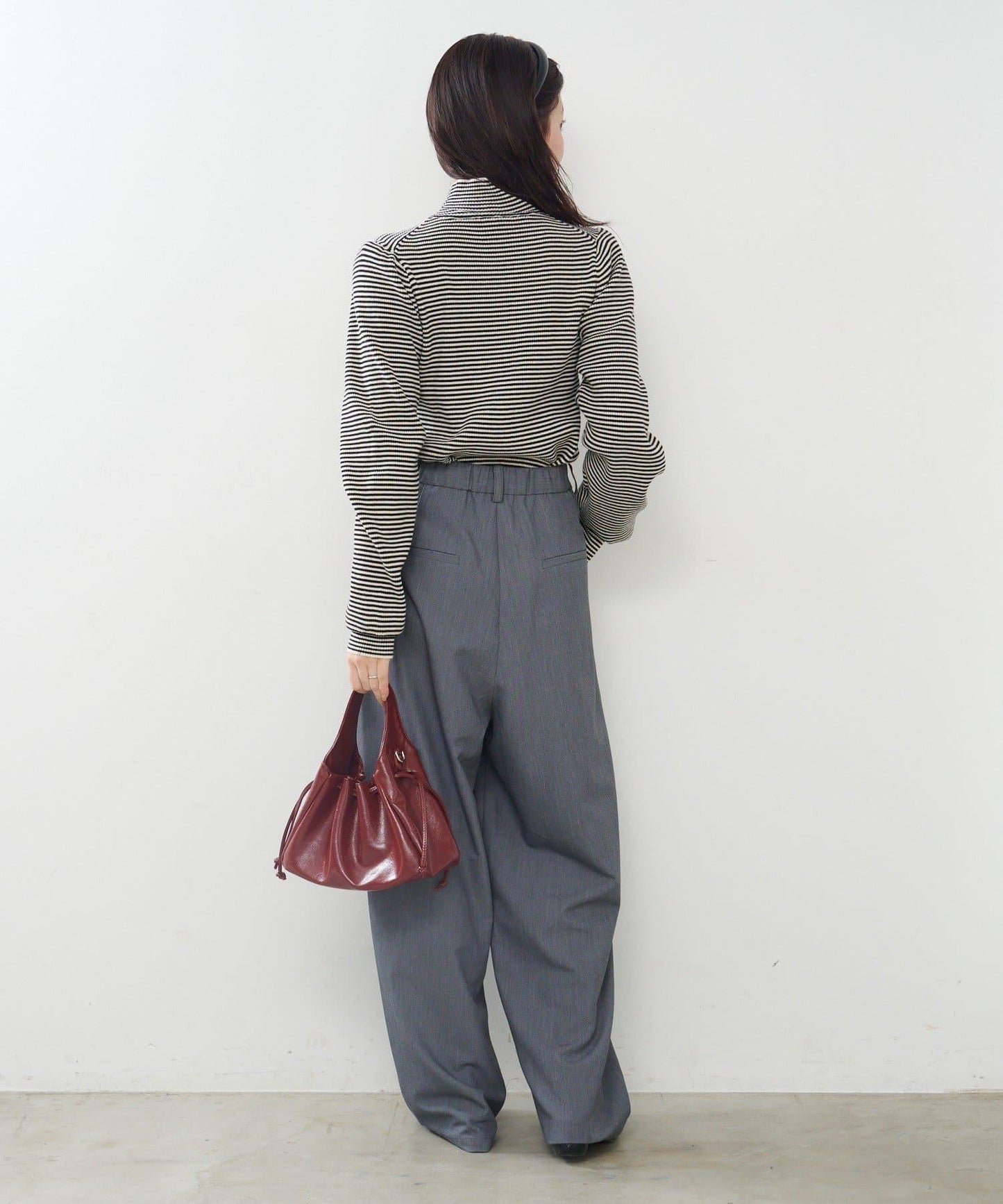 【純色&條紋】高領羅紋針織衫