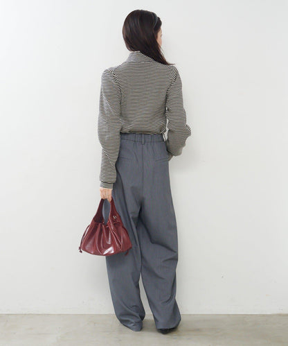 【純色&條紋】高領羅紋針織衫