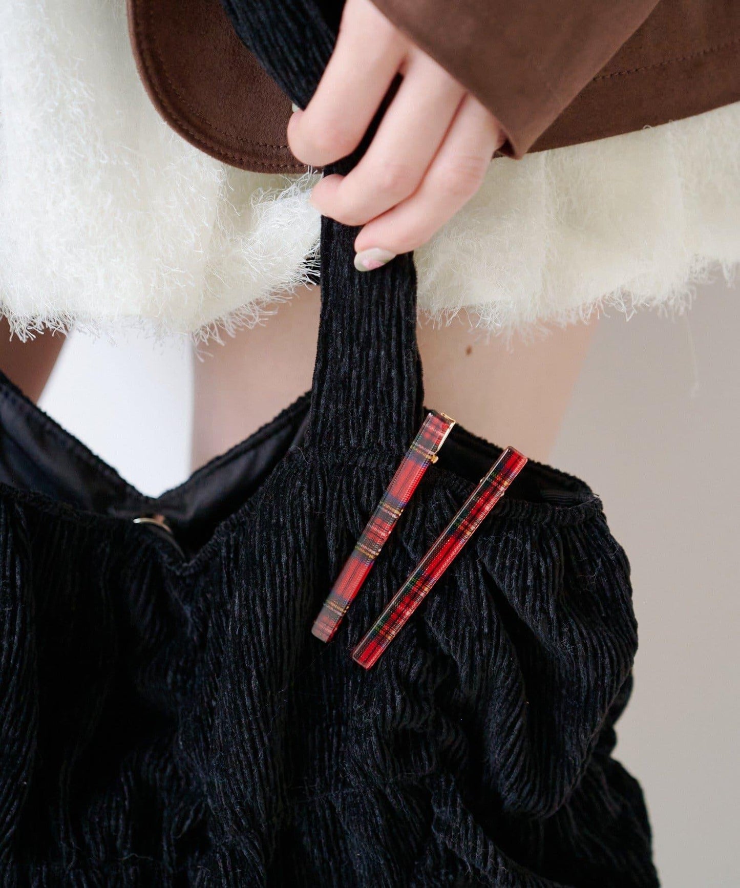 【fiw.】格子髮夾&天鵝絨髮夾套裝