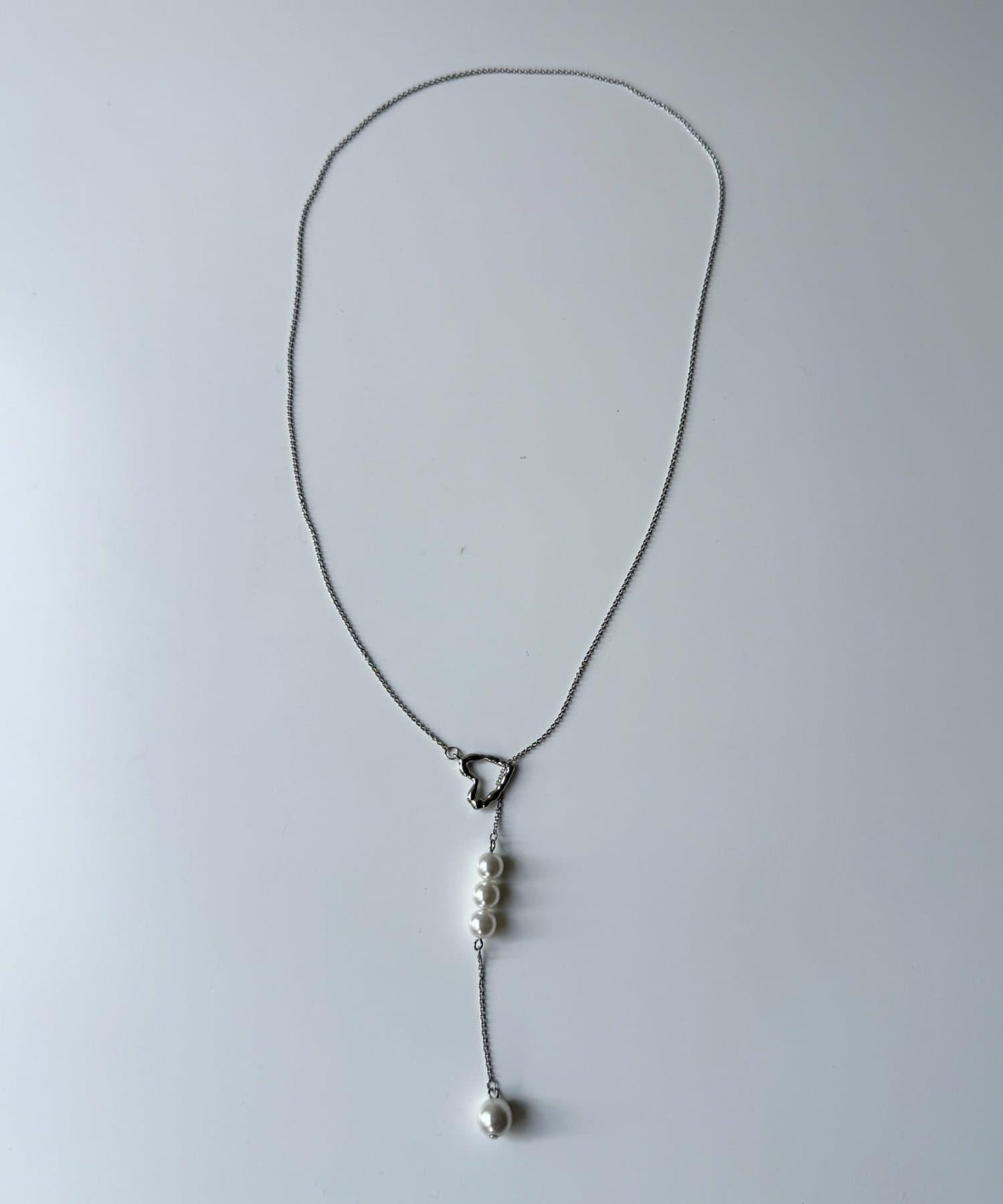 愛心與珍珠長款項鍊