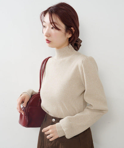 【純色&條紋】高領羅紋針織衫