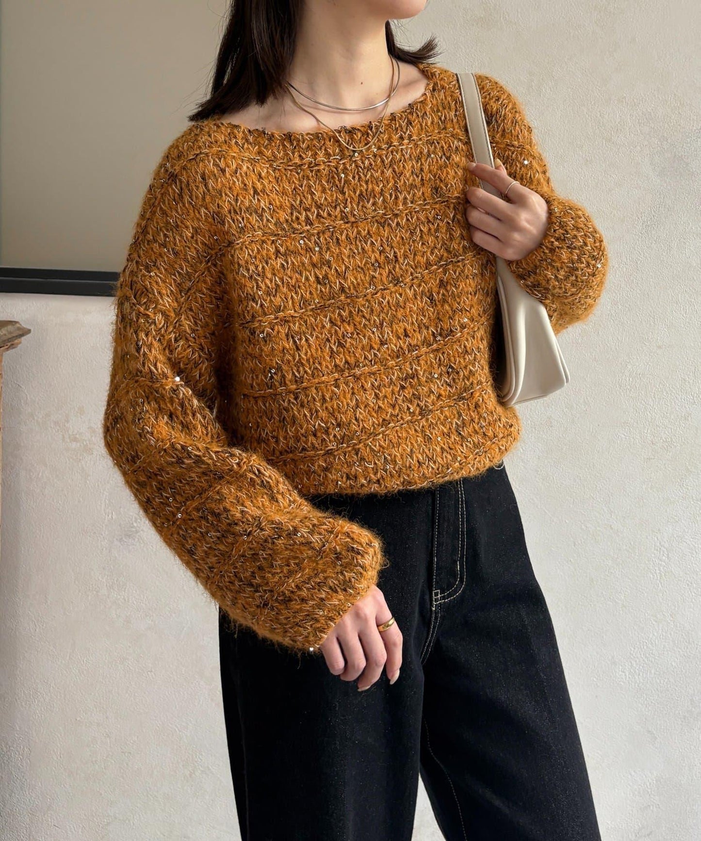 亮片混合低密度針織衫