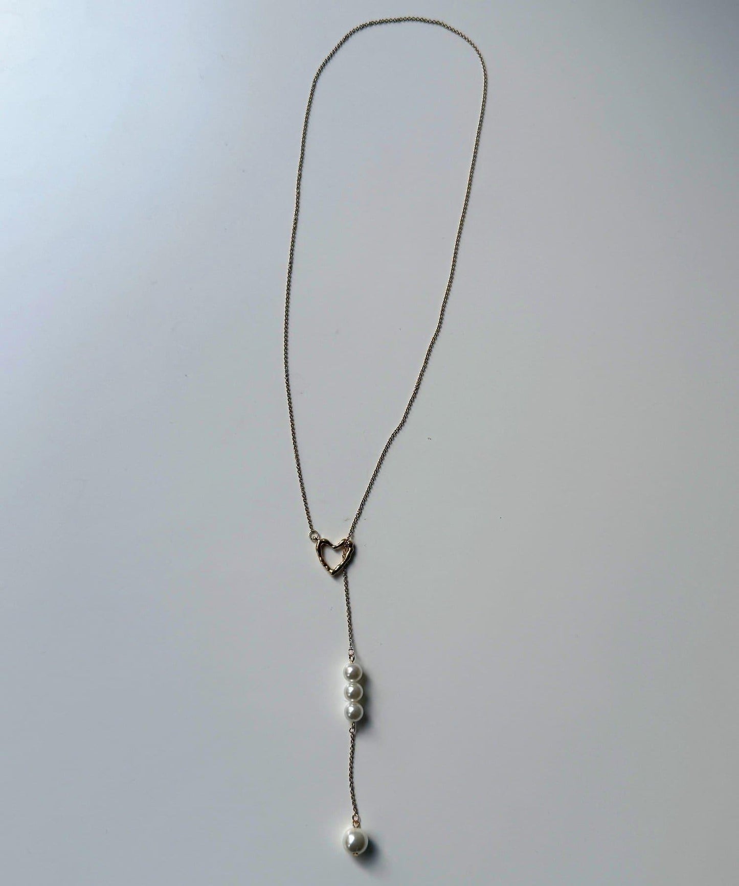 愛心與珍珠長款項鍊