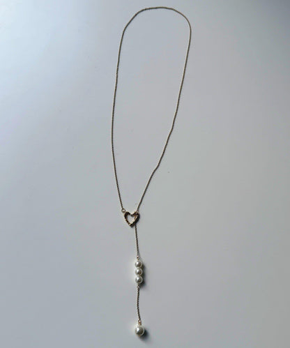 愛心與珍珠長款項鍊