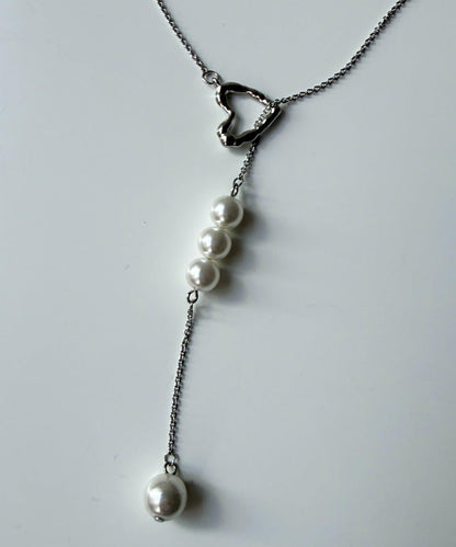 愛心與珍珠長款項鍊