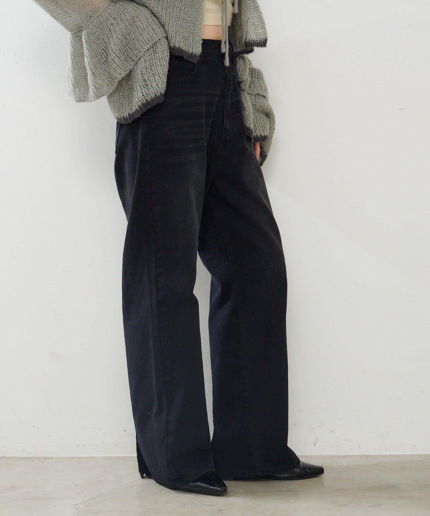 【2尺碼可選/適合身材嬌小】直筒後腰帶長褲