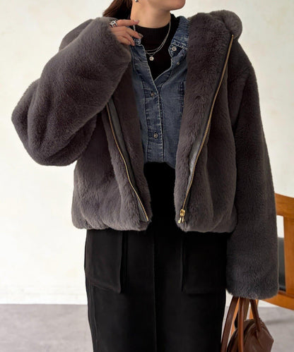 仿皮草拼接羊羔絨夾克