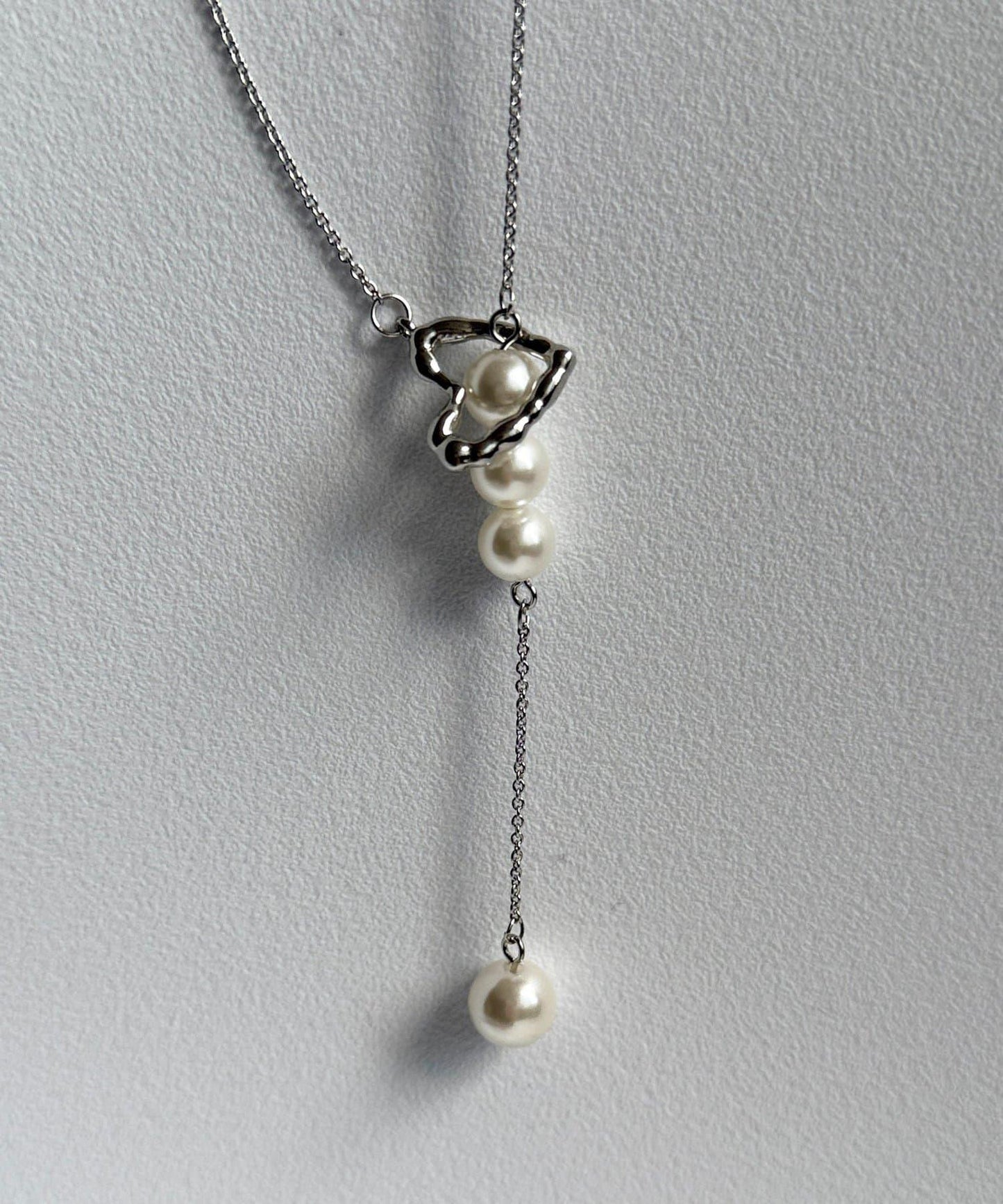 愛心與珍珠長款項鍊