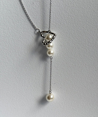 愛心與珍珠長款項鍊