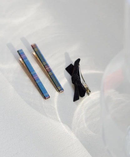 【fiw.】格子髮夾&天鵝絨髮夾套裝