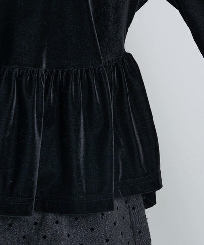 徽標荷葉邊天鵝絨上衣