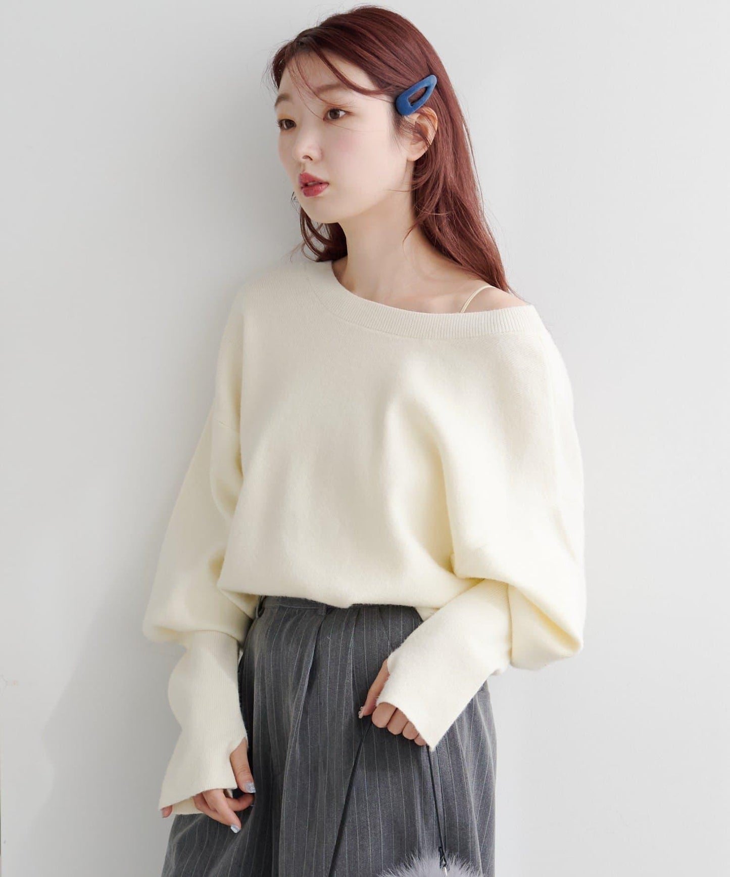 【4色可選/兩用】混色長款羅紋針織衫